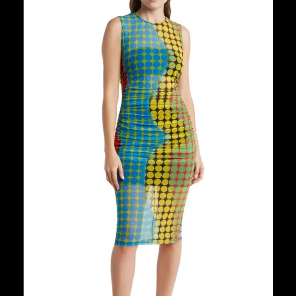 Authentic Black Halo Sheer MIDI dress; Namir Sheath